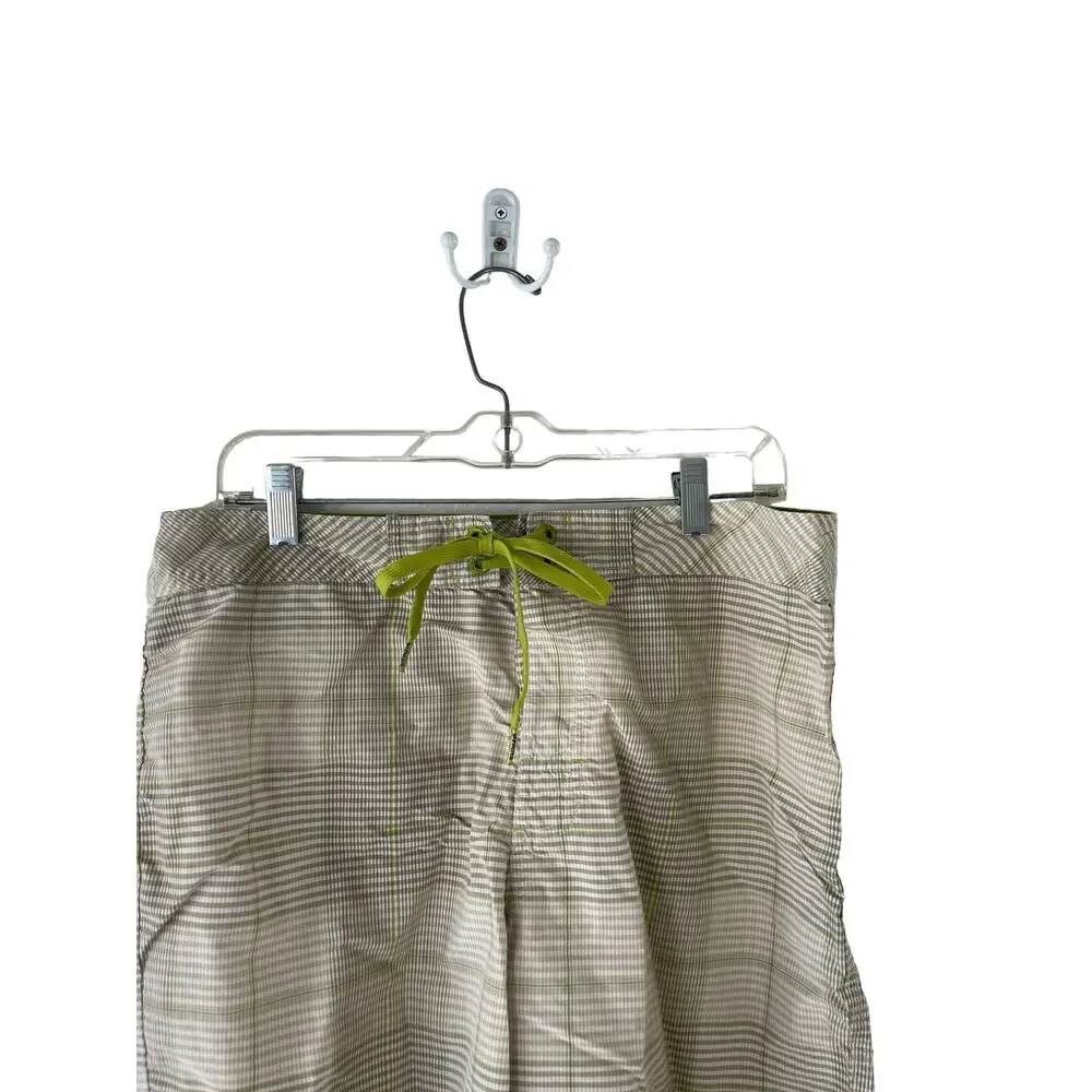 Prana Men's Size‎ 34 El Porto UPF 50 Grey White Plaid Board Swim Trunks Shorts